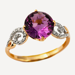 Lane Motif Ring, Black, Rose gold plating